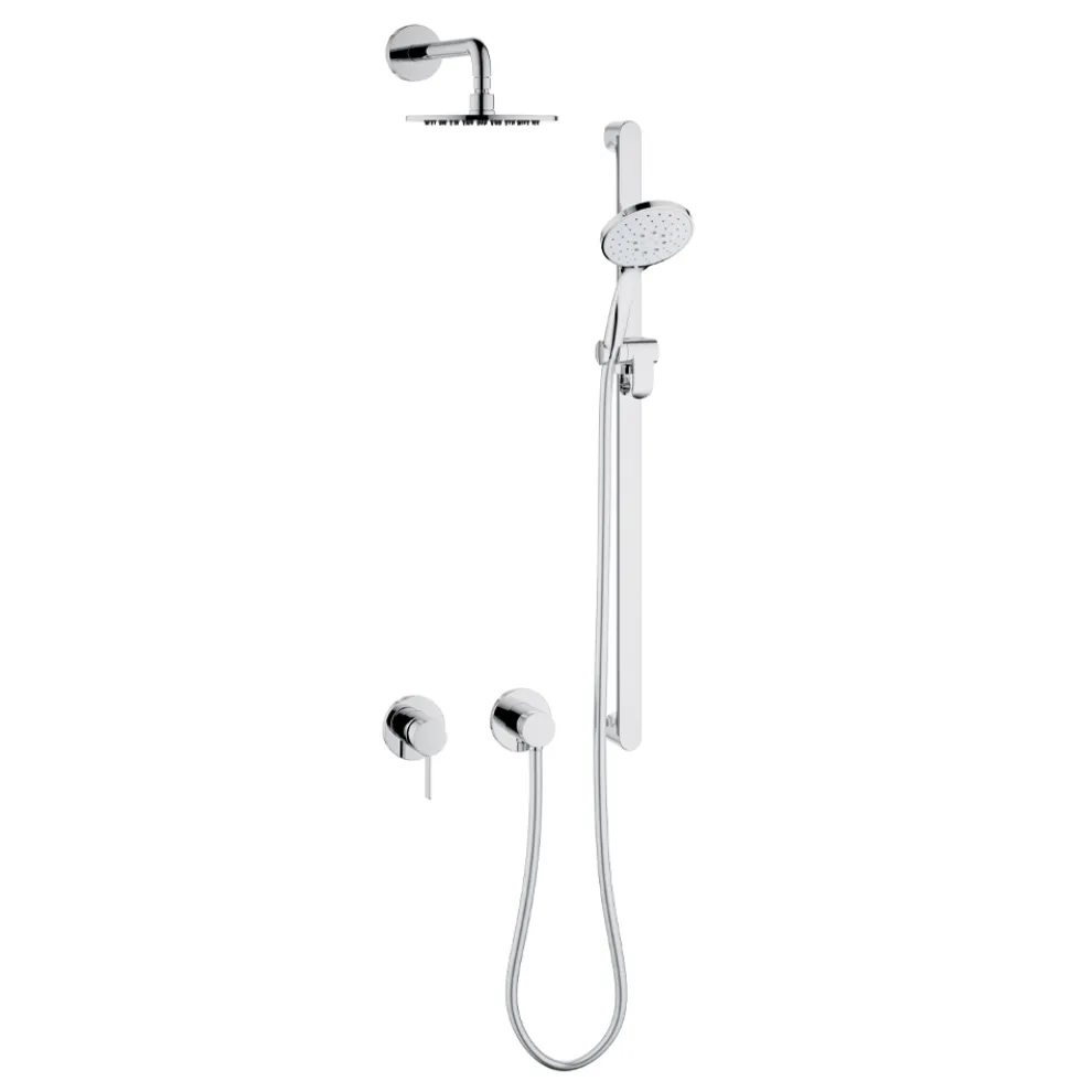 Chrom-Duschgruppe mit Messing-Duschkopf und Gleitstange - Erkole