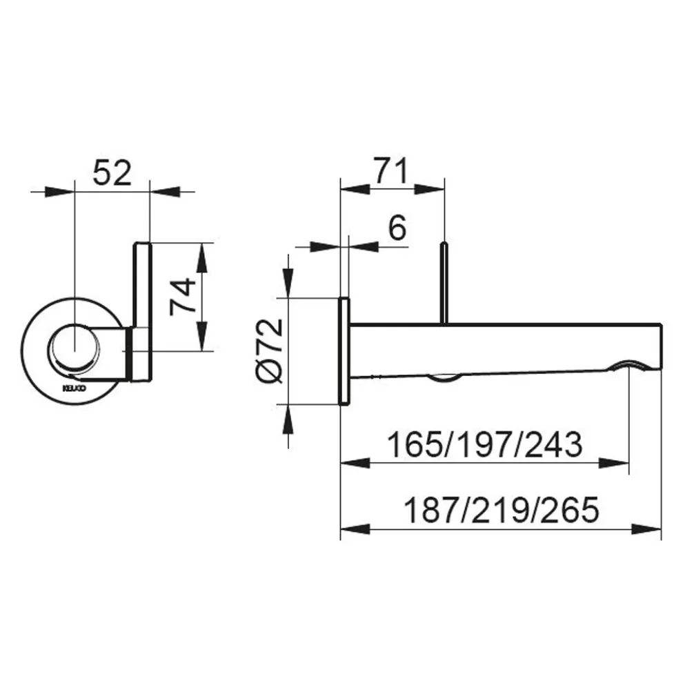 Chrom-Waschtischarmatur zur Wandmontage 3 Größen - Erkole