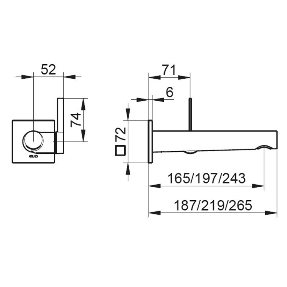 Chrom-Waschtischarmatur zur Wandmontage 3 Größen - Erkole