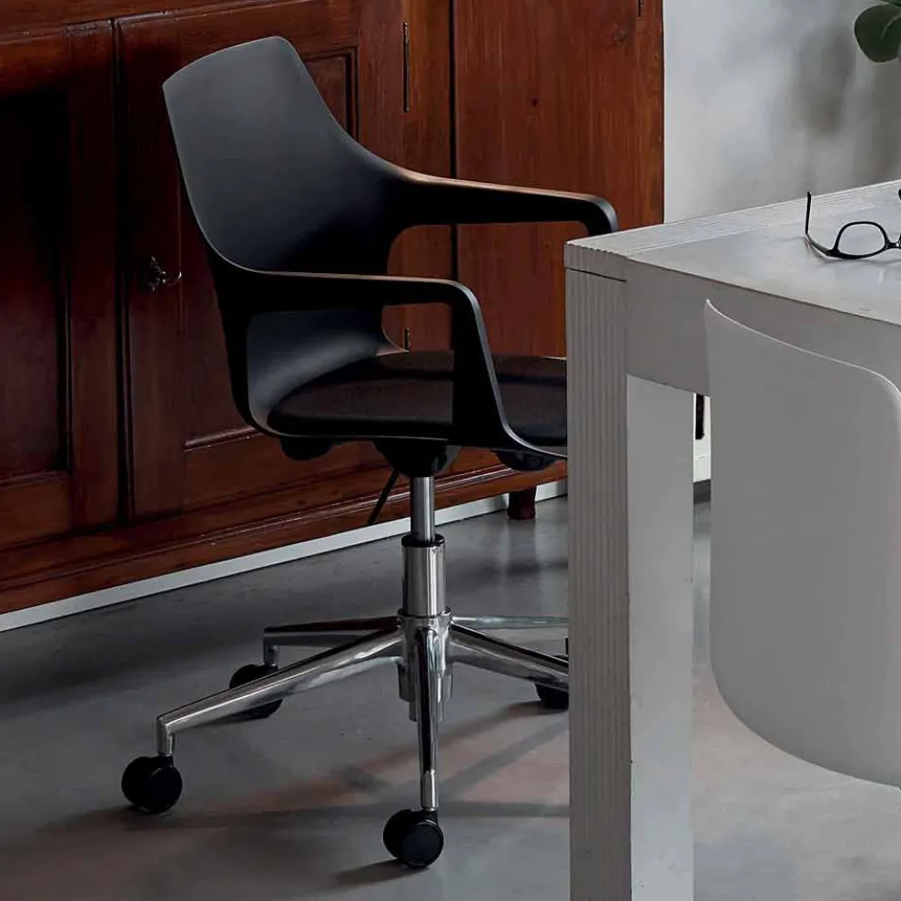 Bürostuhl aus Aluminium und Polypropylen Hergestellt in Italien, 2 Stück - Charis