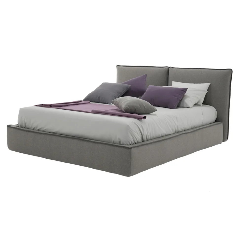 Gepolstertes Doppelbett mit Kommode aus Kunstleder oder Stoff – Notre Dame