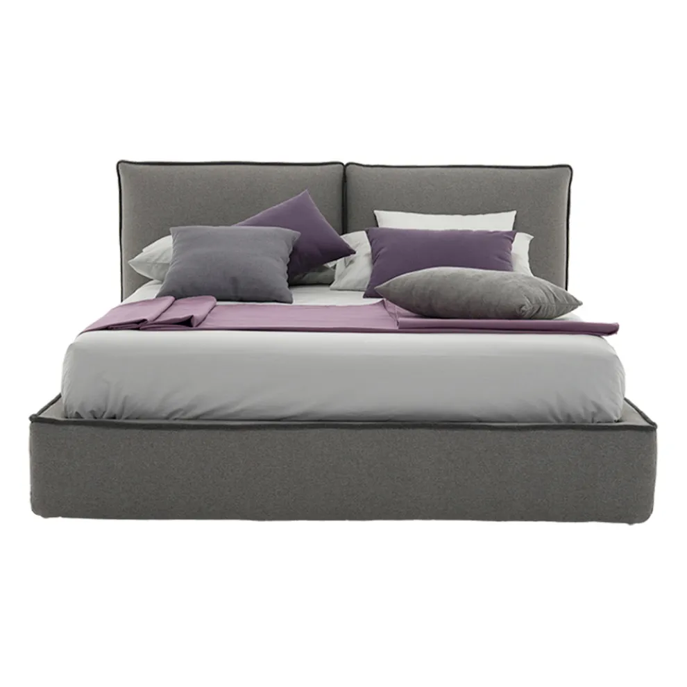 Gepolstertes Doppelbett mit Kommode aus Kunstleder oder Stoff – Notre Dame