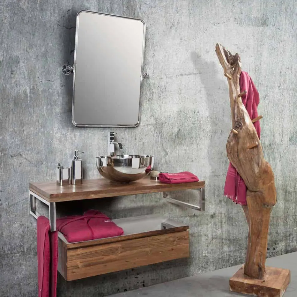 Composition 4 Badezimmermöbel aus Teakholz und verchromtem Stahl - Beatles