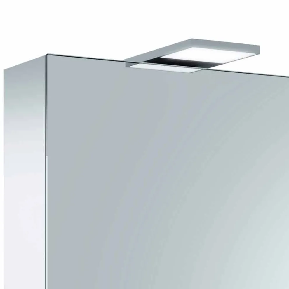 Containerspiegel mit 3 Türen mit 9 Innenregalen und LED-Beleuchtung - Ratsche