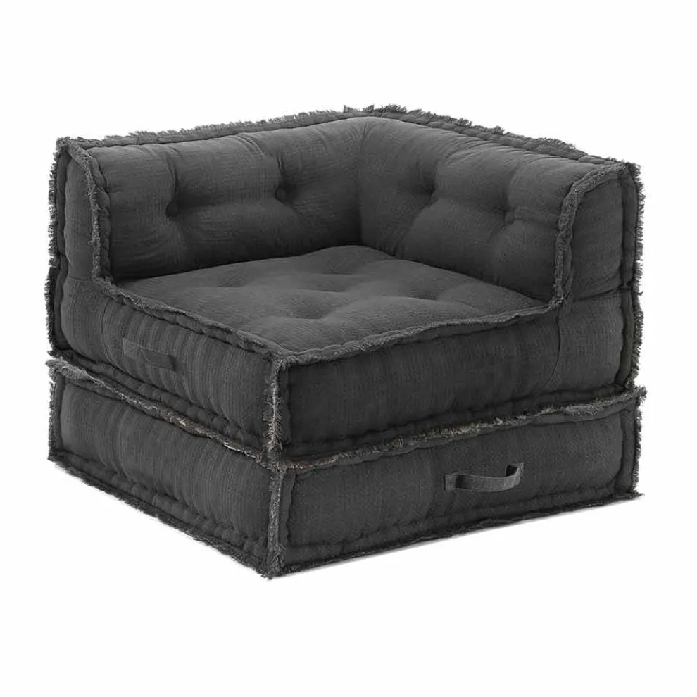 Corner Chaise Longue Sessel aus grauer, grüner oder blauer Baumwollfaser