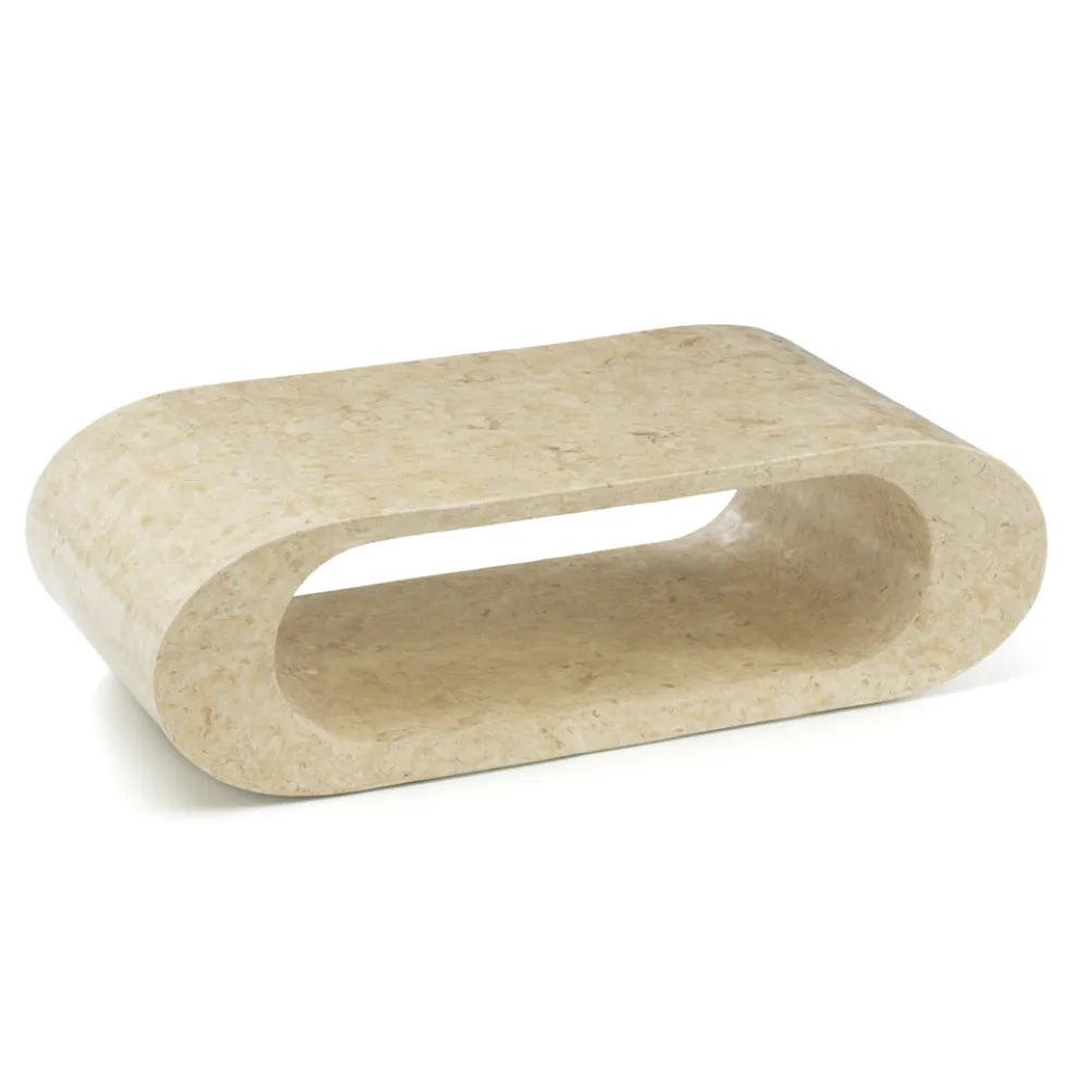 Couchtisch / TV-Ständer aus weißem Achat-Fossilstein – Davis