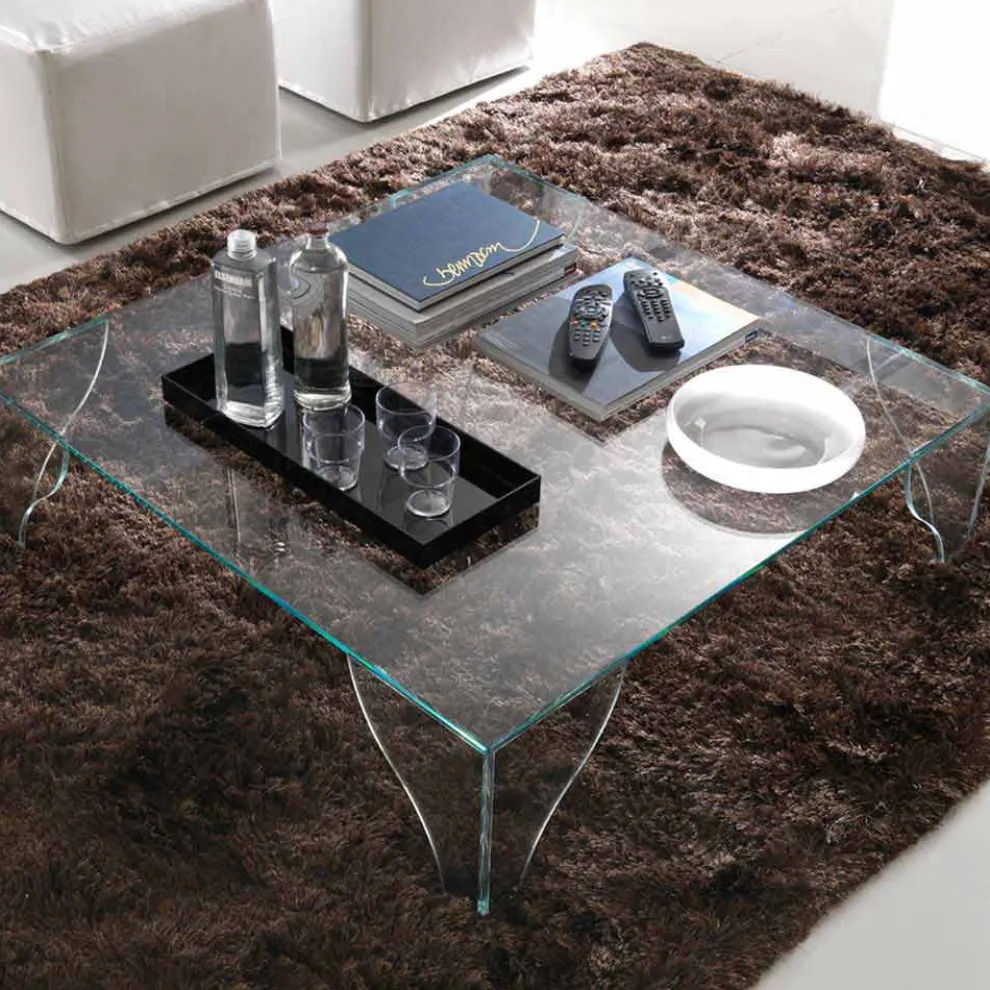 Couchtisch aus extra klarem transparentem Kristall Made in Italy - Lithium