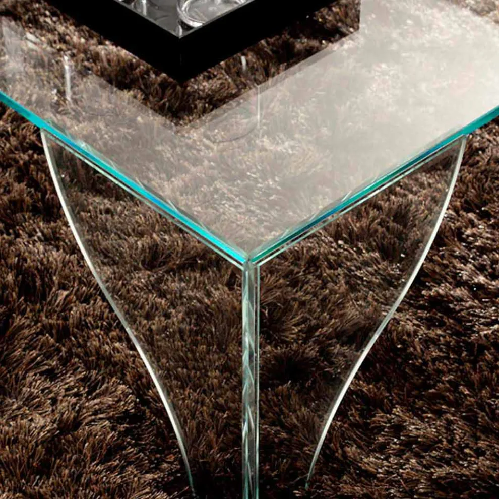Couchtisch aus extra klarem transparentem Kristall Made in Italy - Lithium