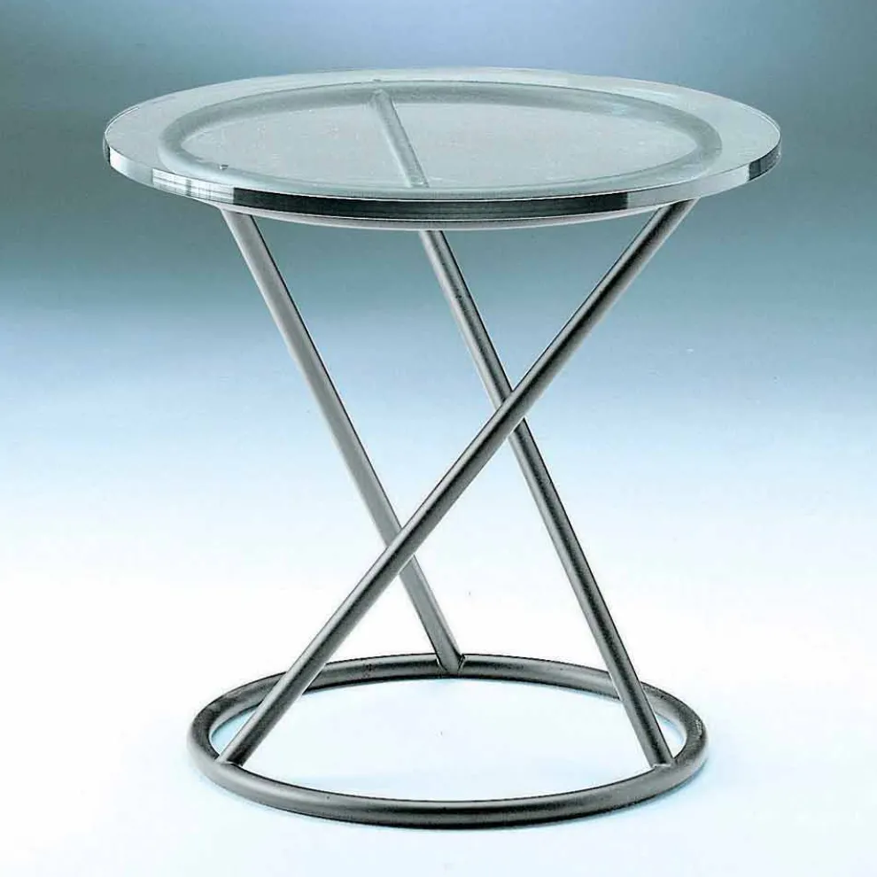 Couchtisch aus gehärtetem Glas mit Stahlgestell Made in Italy - Pegaso
