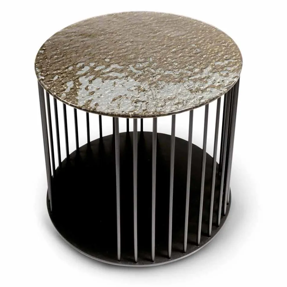 Couchtisch aus geschmiedetem Kristall und Metall Made in Italy - Montebianco