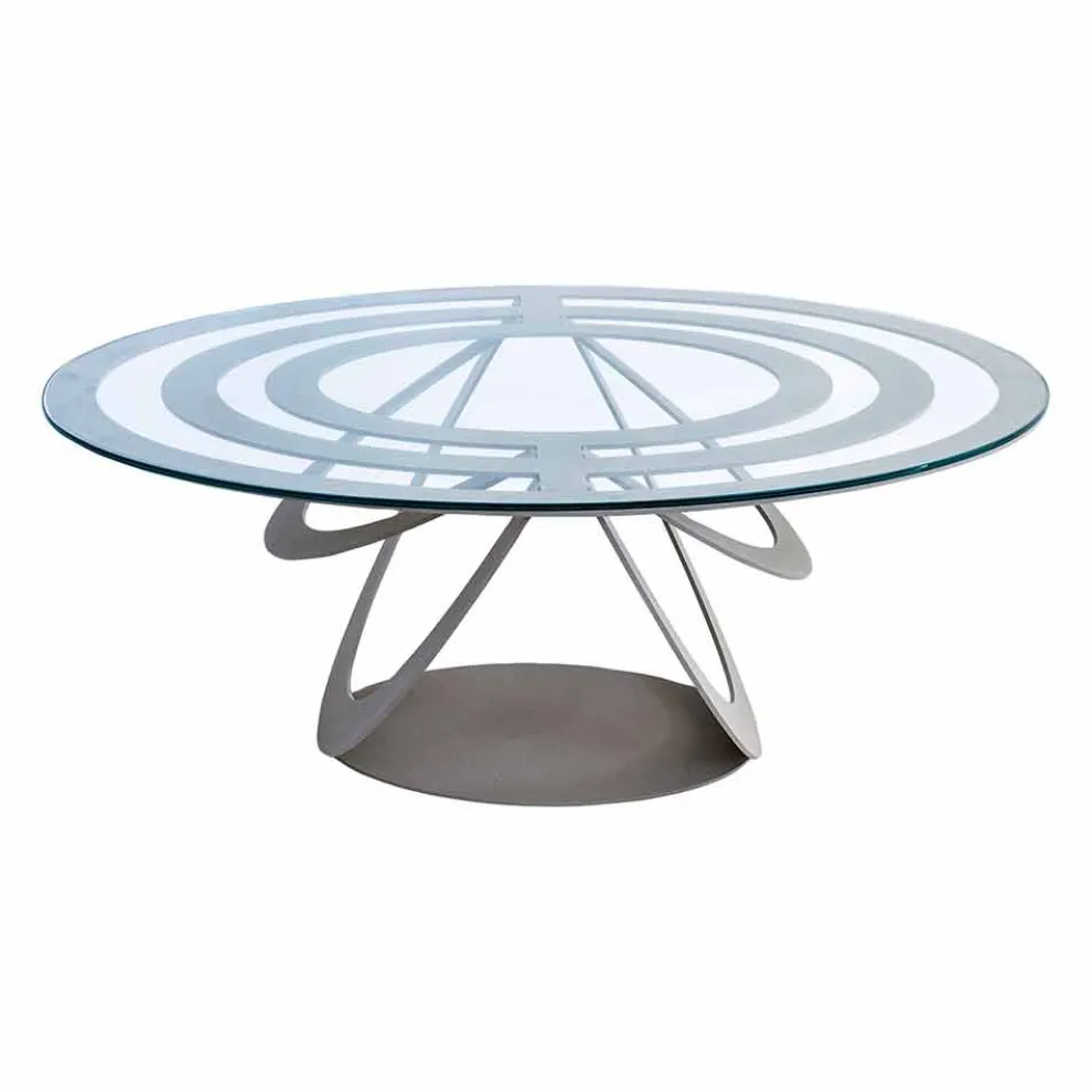 Couchtisch aus Glas und weißem oder schiefer-farbigem Eisen Made in Italy - Olfeo