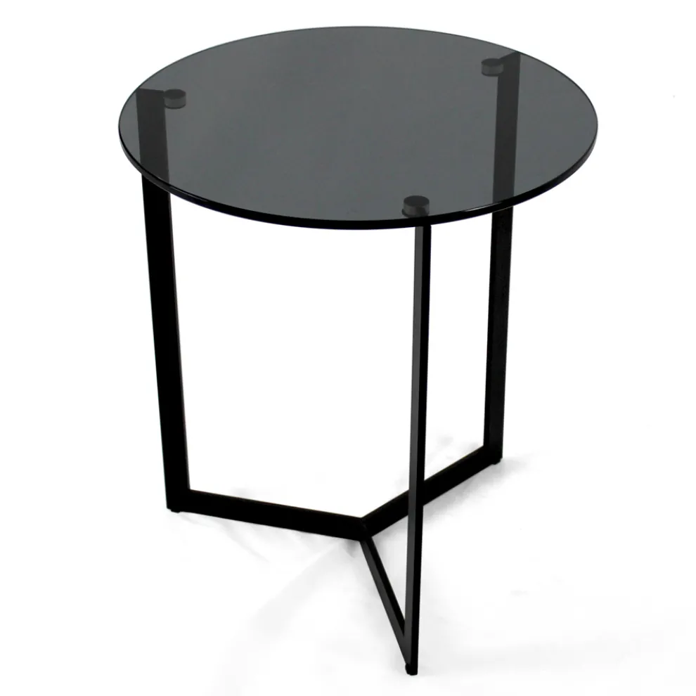 Couchtisch aus Glas mit Stahlgestell, hergestellt in Italien – Aspira