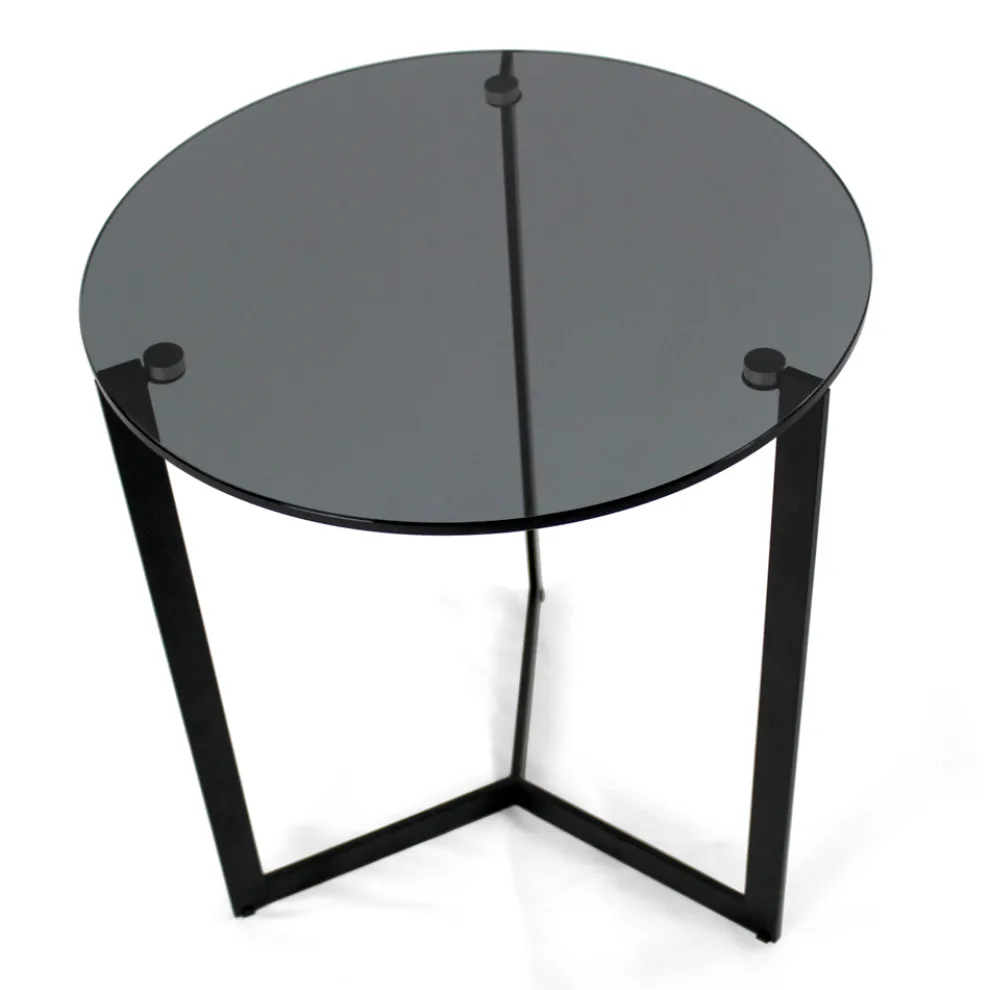 Couchtisch aus Glas mit Stahlgestell, hergestellt in Italien – Aspira