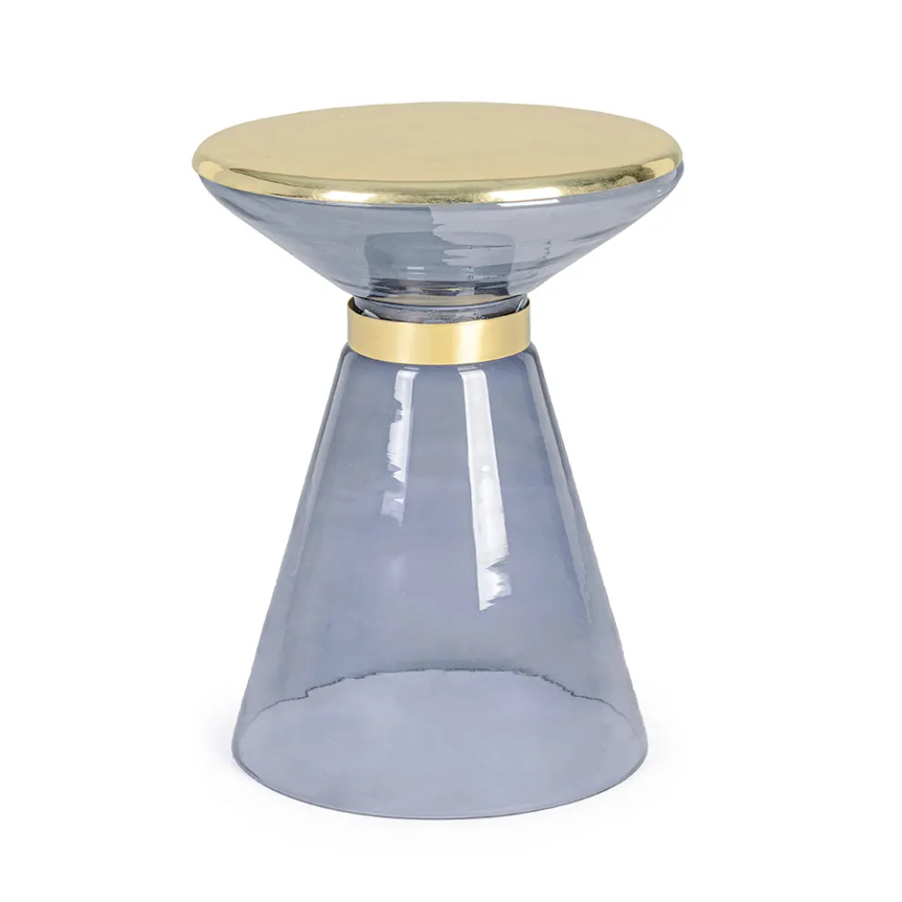 Couchtisch aus Glas und elegantem vermessingtem Stahl - Torige