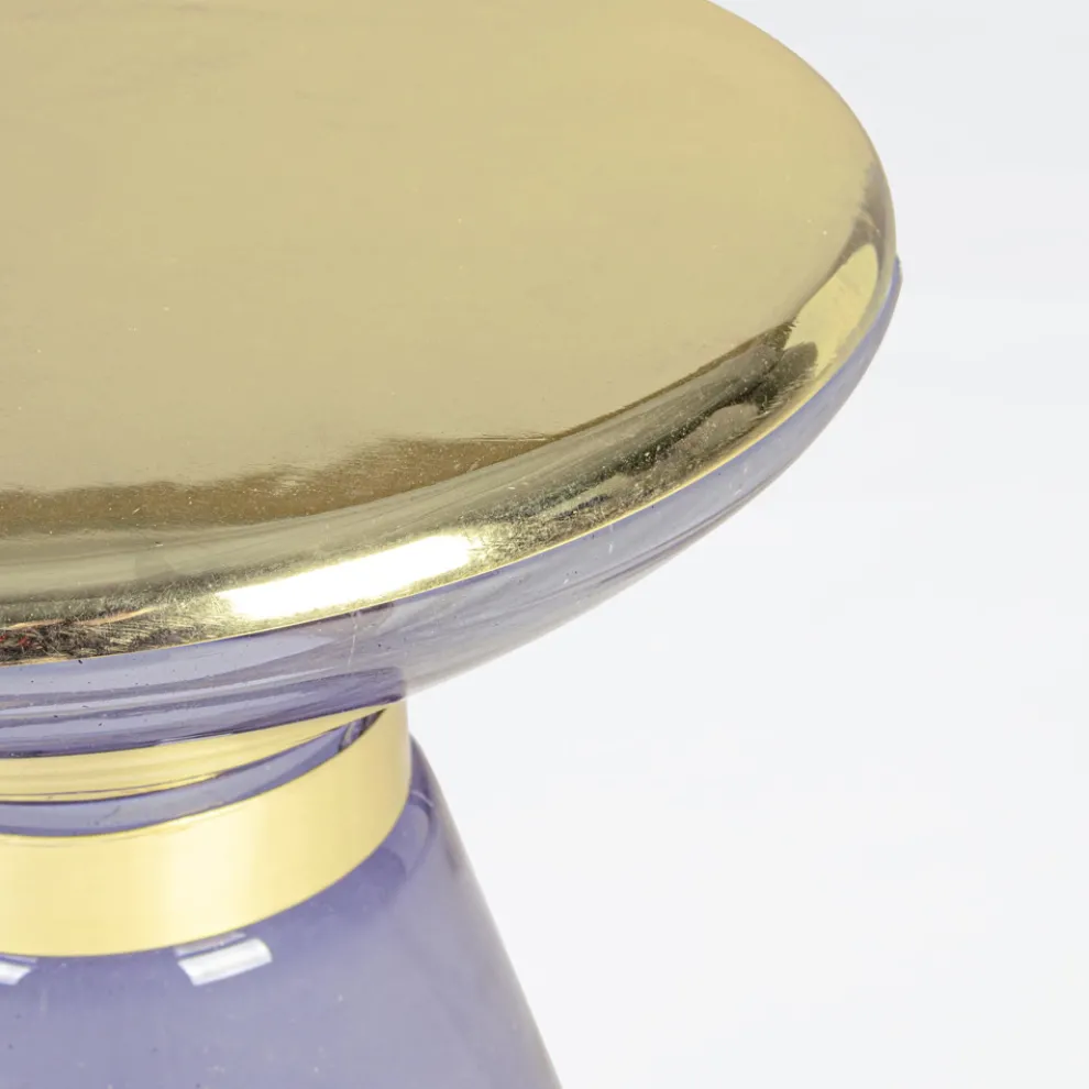 Couchtisch aus Glas und elegantem vermessingtem Stahl - Torige