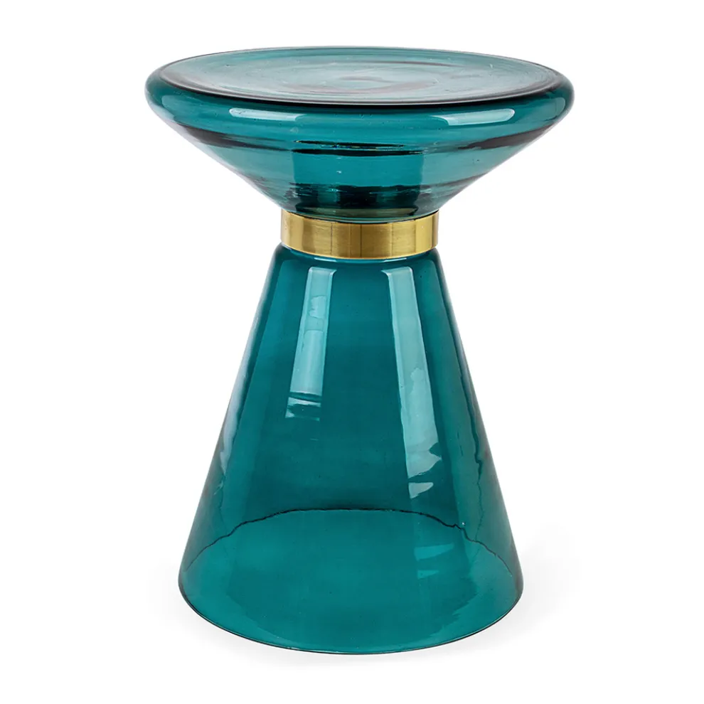 Couchtisch aus Glas und Dekor aus vermessingtem Stahl - Gabrio