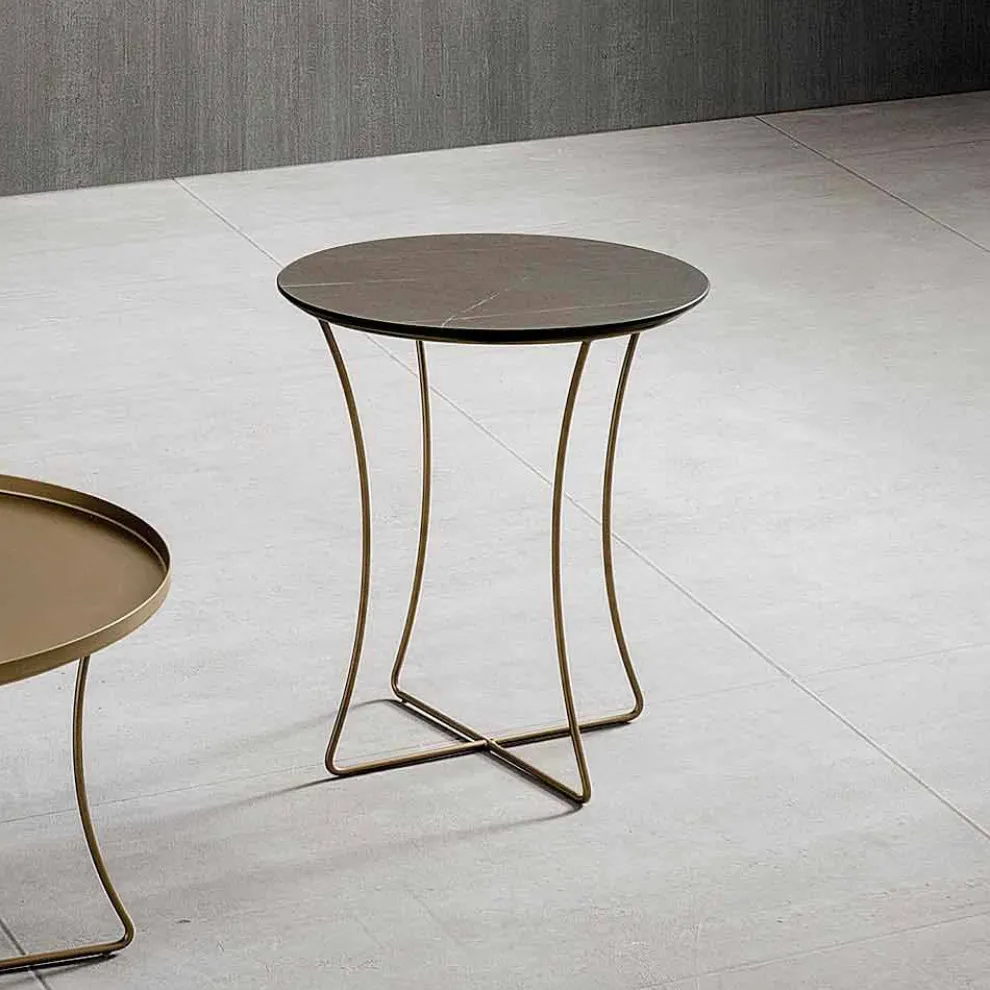 Couchtisch aus lackiertem Metall mit HPL-Platte Made in Italy - Numbo