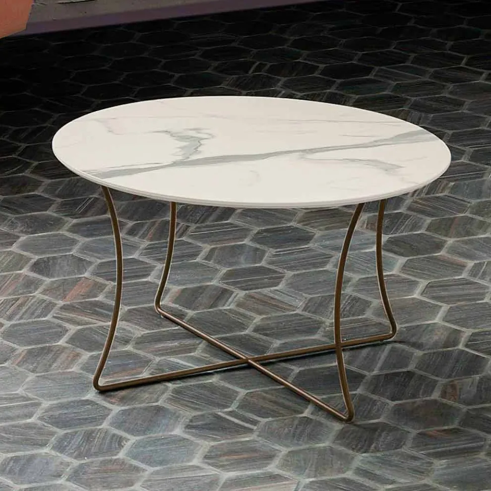 Couchtisch aus lackiertem Metall mit HPL-Platte Made in Italy - Numbo