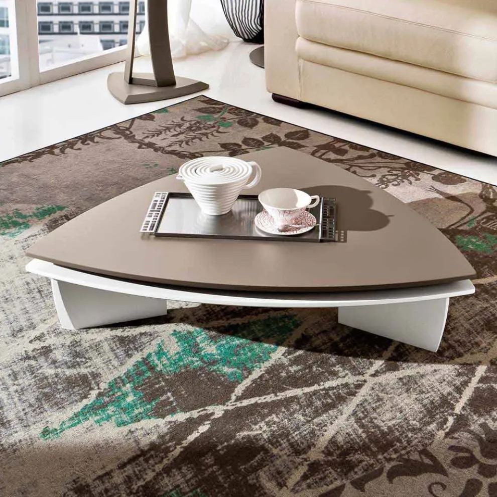 Couchtisch aus lackiertem Mdf mit drehbarer Platte Made in Italy - Lisa