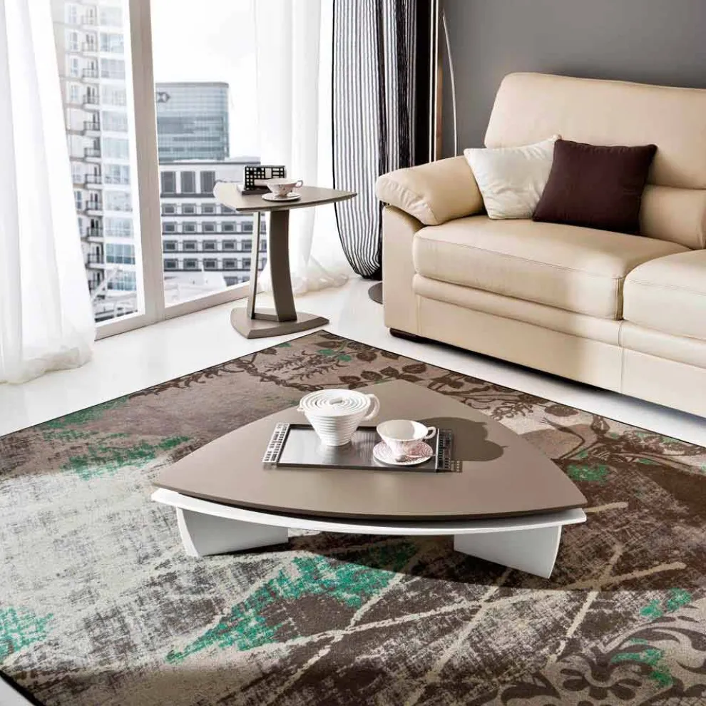 Couchtisch aus lackiertem Mdf mit drehbarer Platte Made in Italy - Lisa