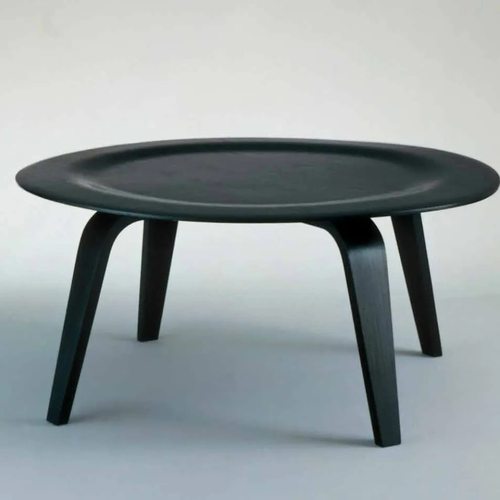 Couchtisch aus schwarz gebeizter Esche mit runder Platte Made in Italy - Cariddi