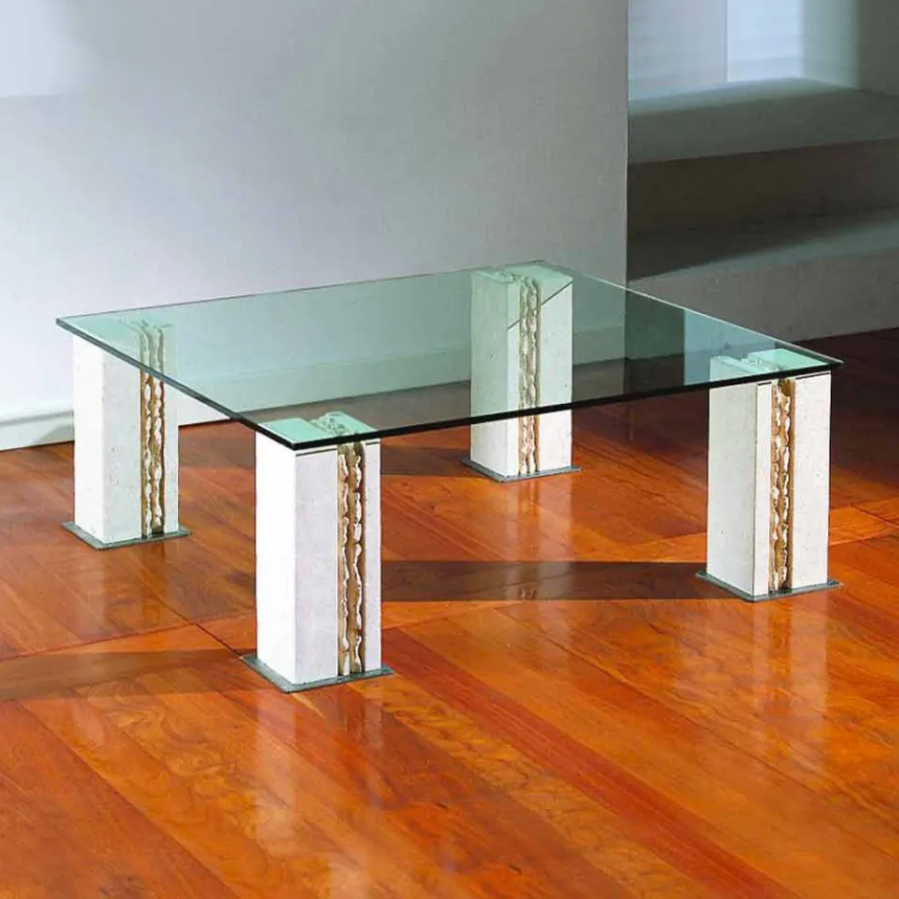 Couchtisch aus Stein und Kristall in modernem Design Milos