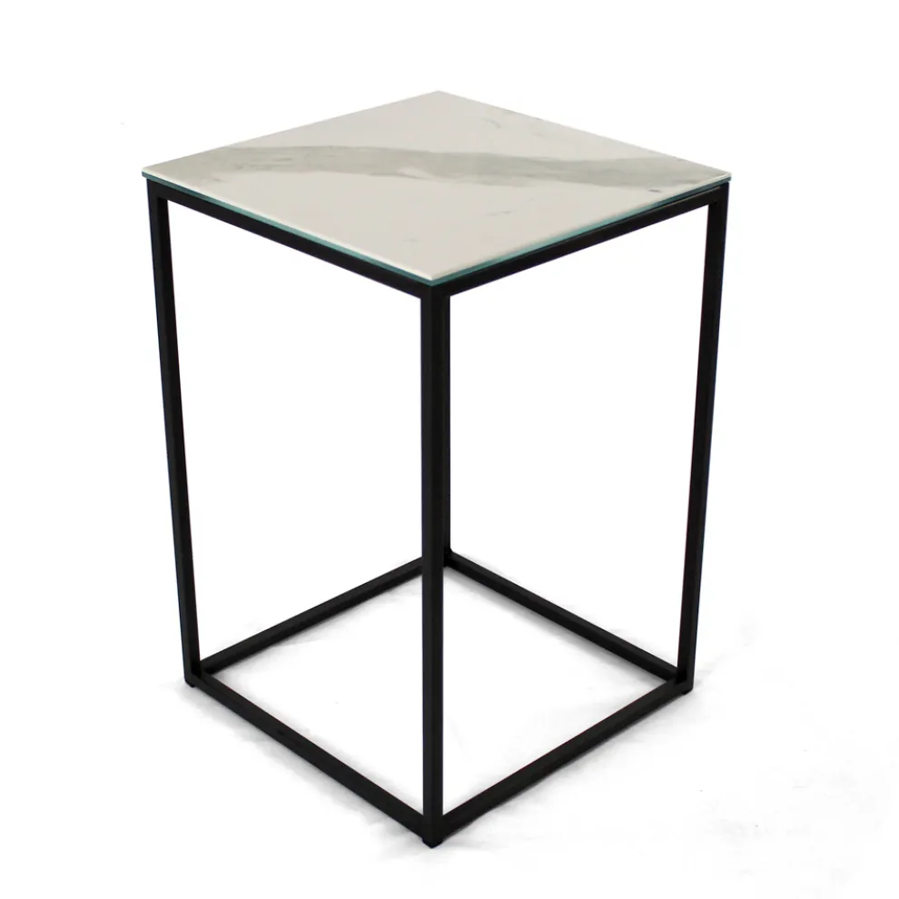 Couchtisch aus Steingut und Stahlgestell, hergestellt in Italien – Birba