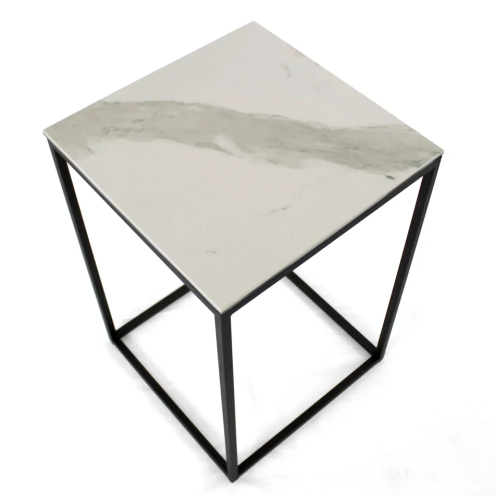 Couchtisch aus Steingut und Stahlgestell, hergestellt in Italien – Birba