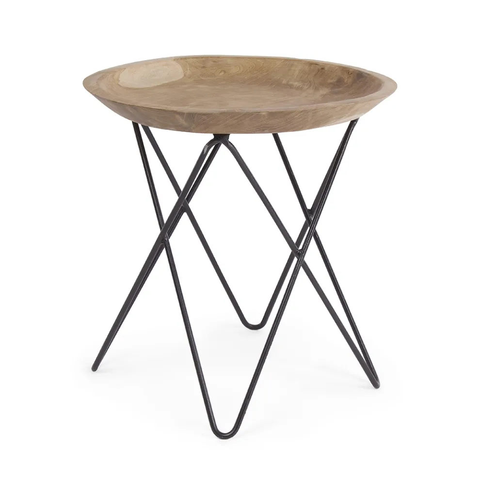 Couchtisch aus Teakholz und Stahl Industriedesign - Stiletto