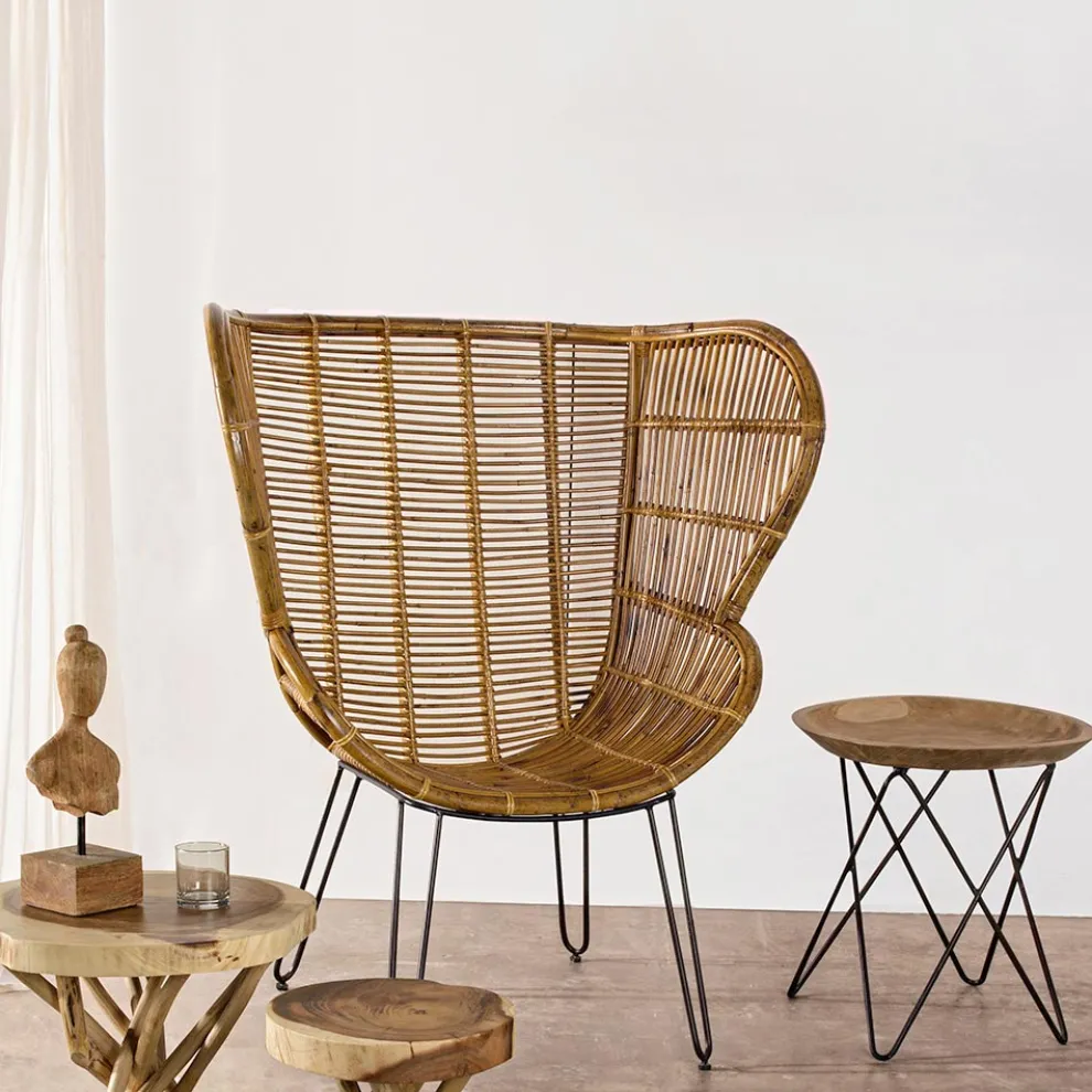 Couchtisch aus Teakholz und Stahl Industriedesign - Stiletto