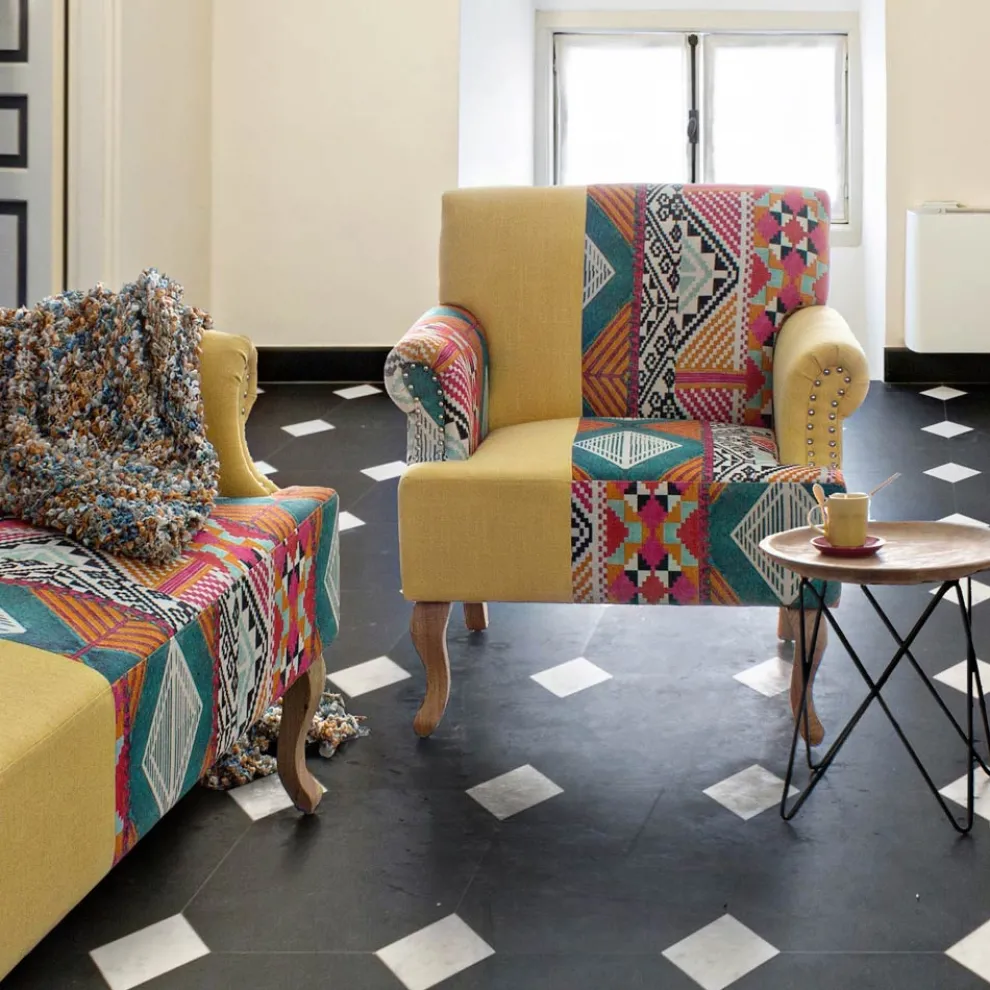 Couchtisch aus Teakholz und Stahl Industriedesign - Stiletto