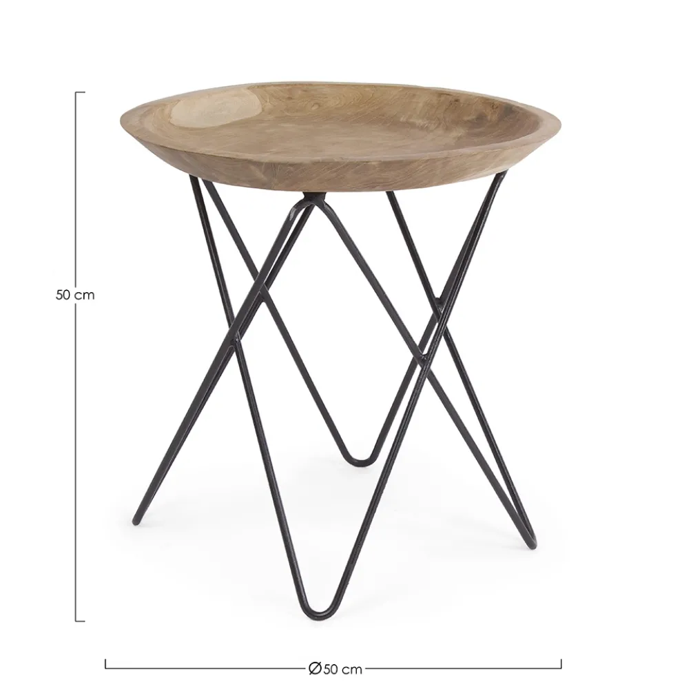 Couchtisch aus Teakholz und Stahl Industriedesign - Stiletto