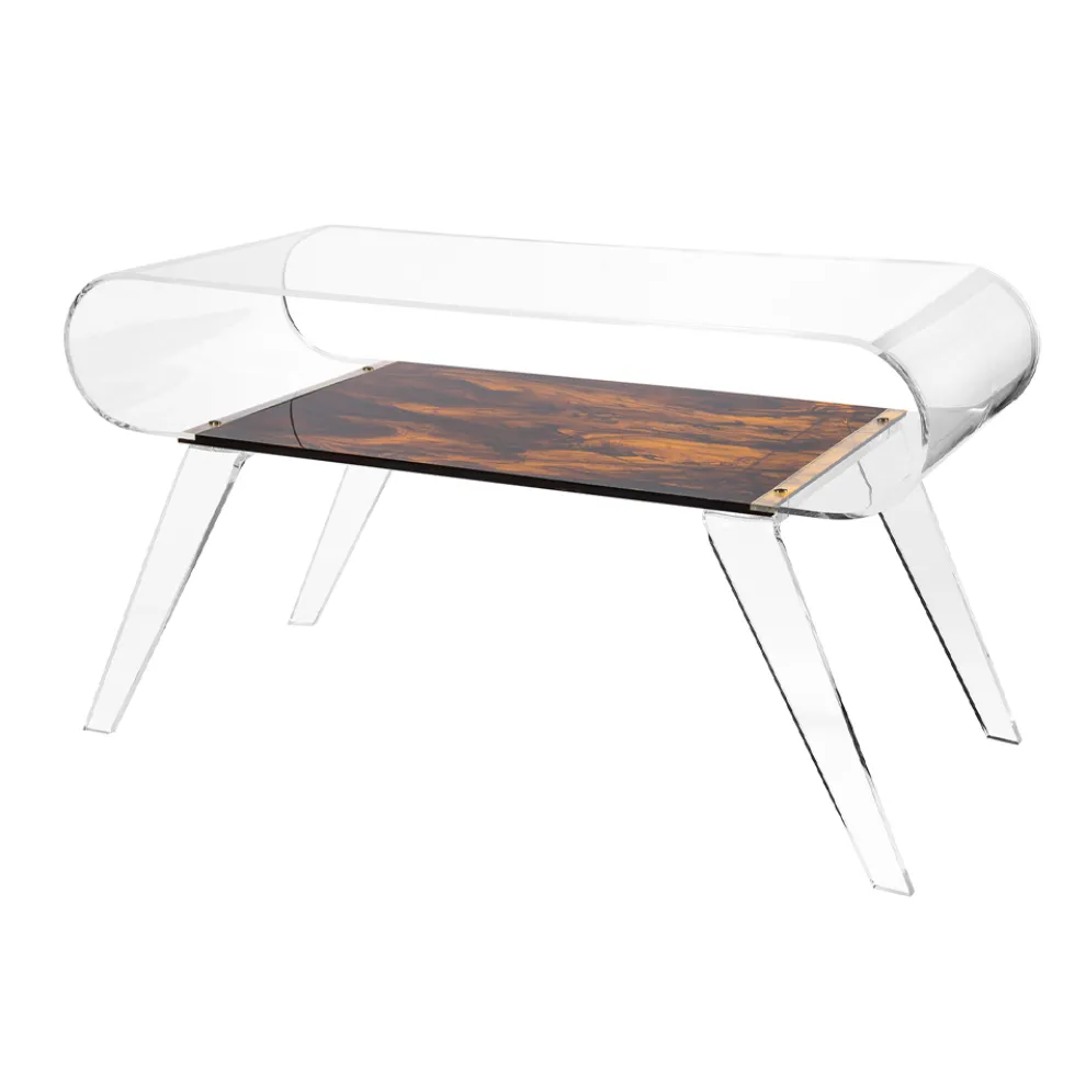 Couchtisch aus transparentem Plexiglas oder mit Designholz - Gips