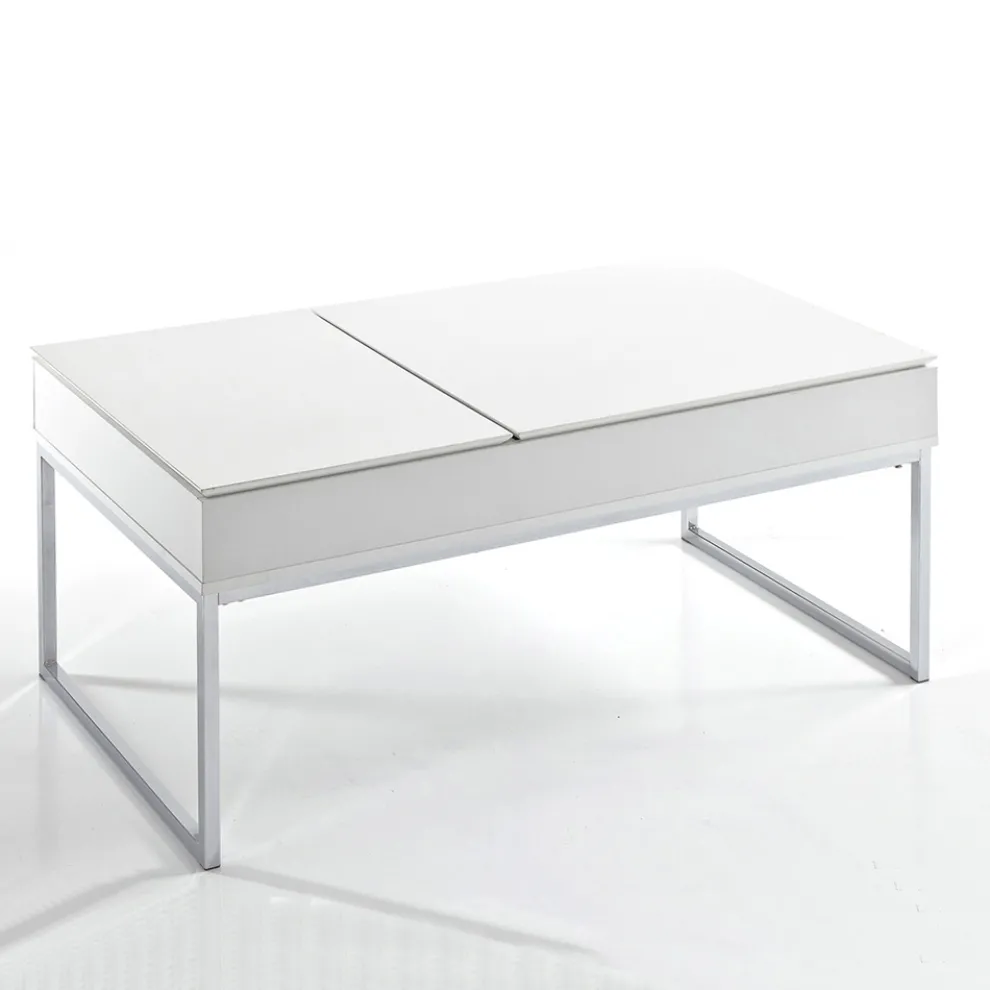 Couchtisch aus weißem Mdf und Metall mit Behälter - Garland