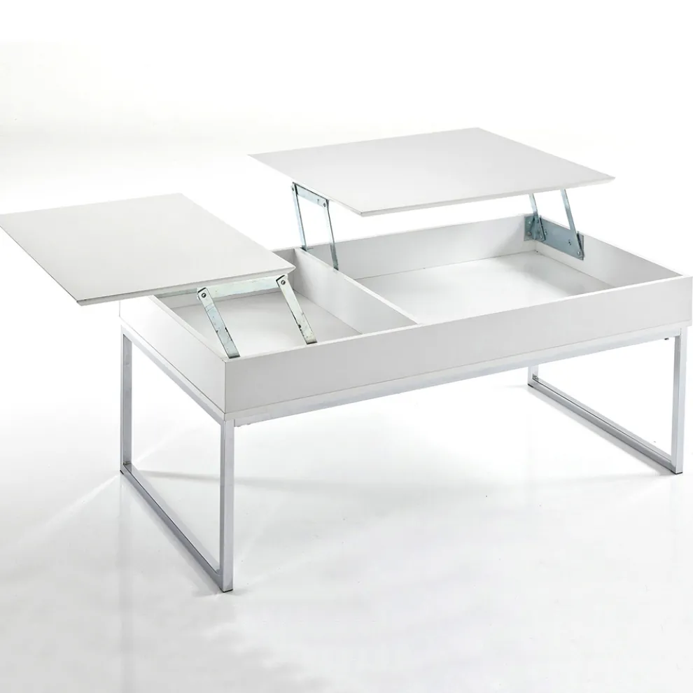 Couchtisch aus weißem Mdf und Metall mit Behälter - Garland