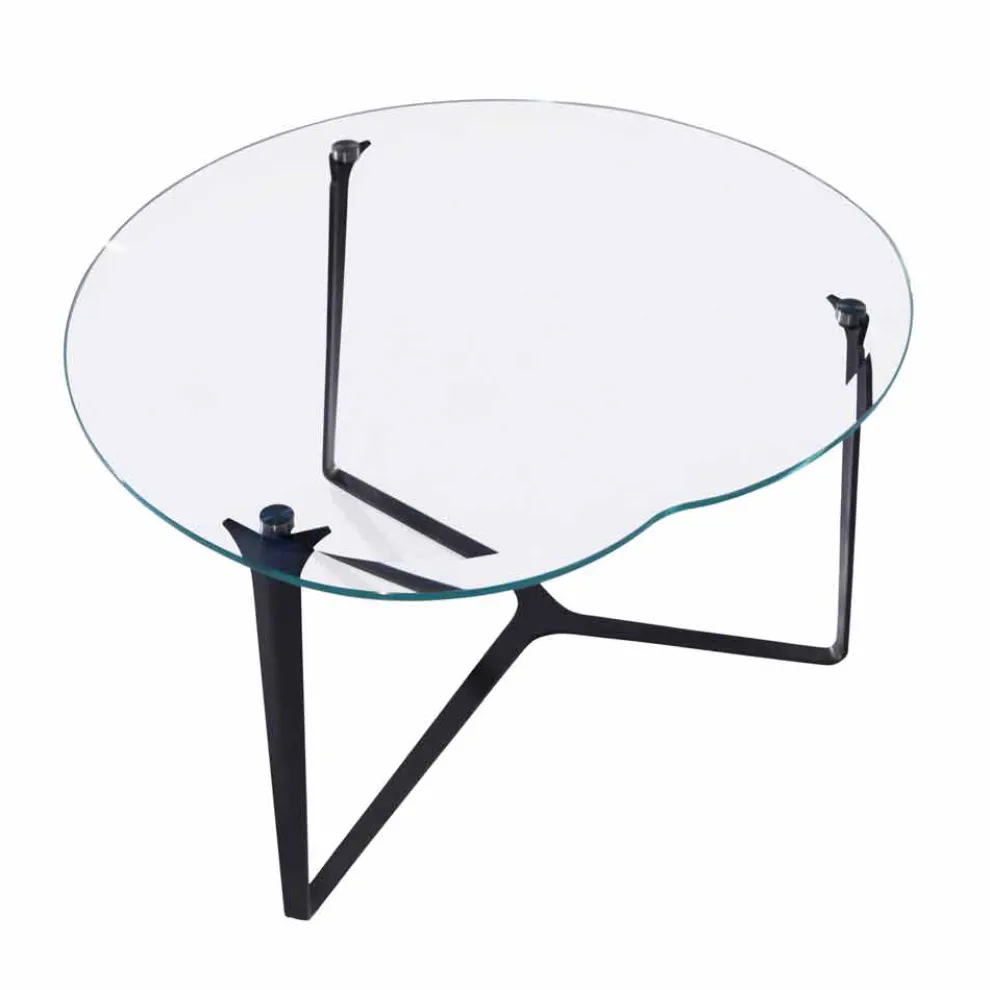 Couchtisch, handgefertigt, aus Glas und Stahl Made in Italy - Alicante