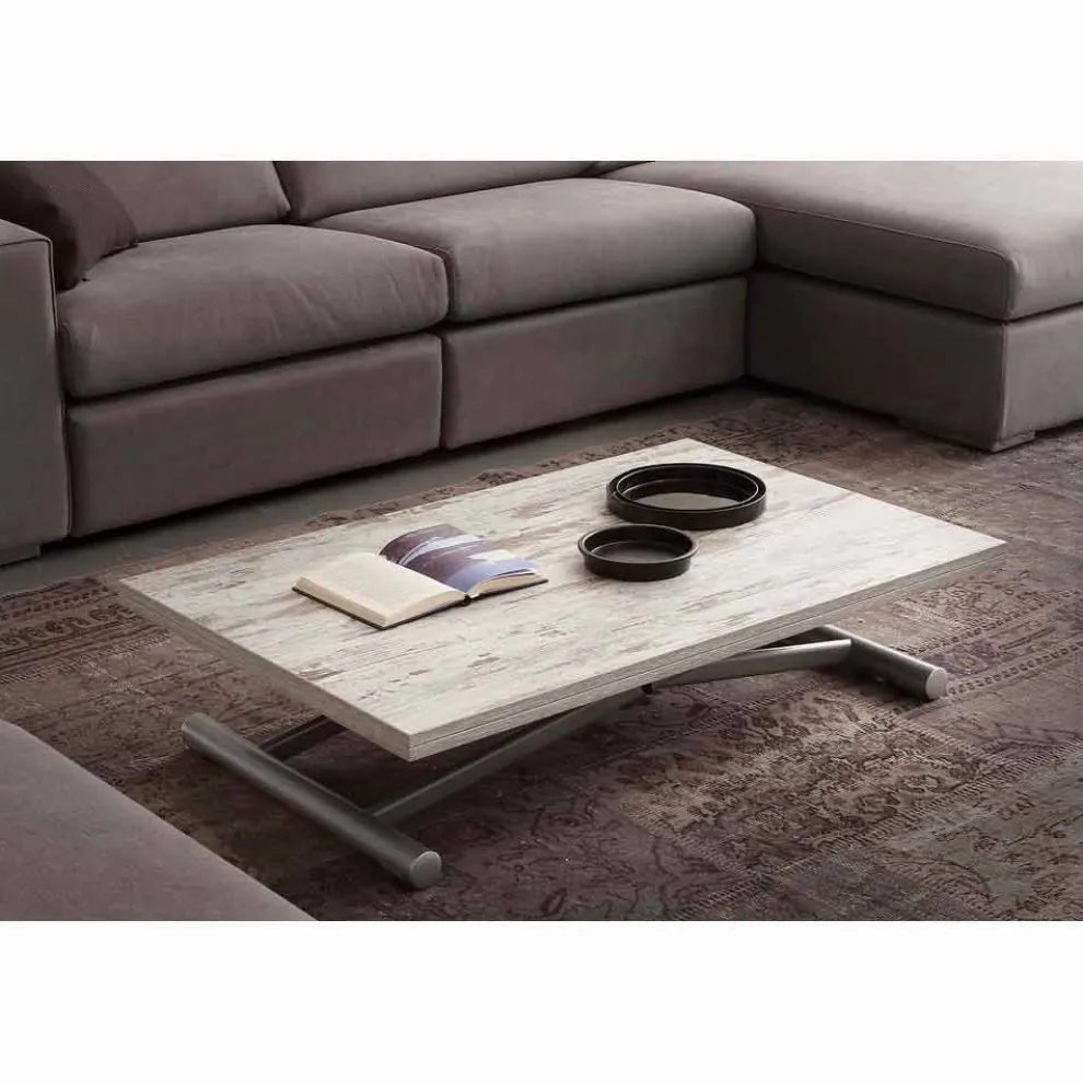 Couchtisch höhenverstellbar mit melaminbeschichteter Tischplatte Nuoro