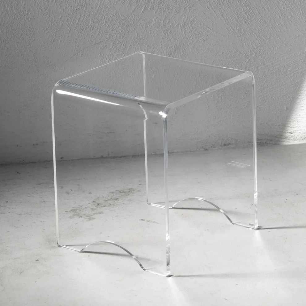 Couchtisch Hocker Kristall Transparent Acryl Minimal Italienisch - Plarco
