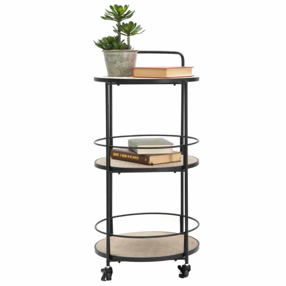 Couchtisch im modernen Design aus Eisen und MDF mit Rollen und 3 Regalen - Lennox