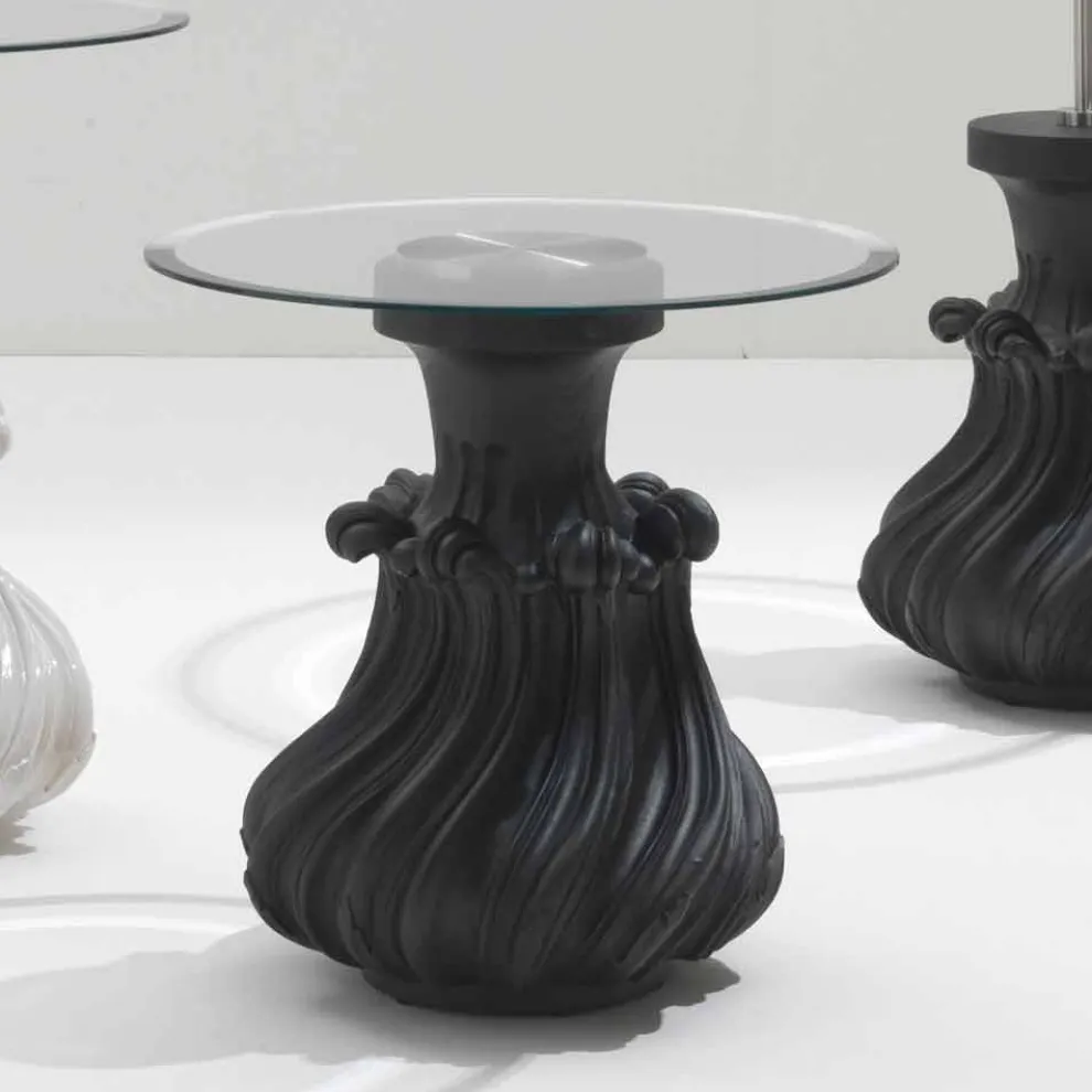 Couchtisch, Massivholz und Kristall Durchmesser 60cm Margo