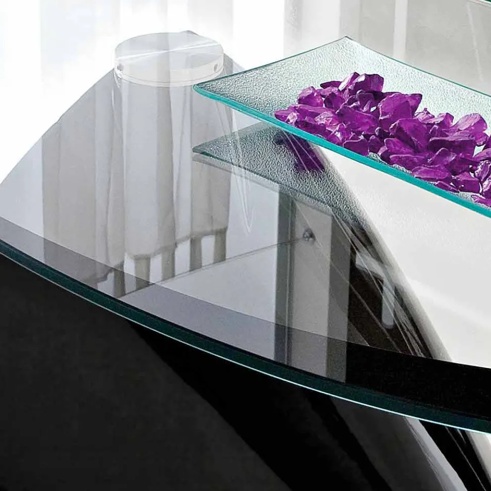 Couchtisch mit Glasplatte mit Made in Italy Siebdruck - Campari