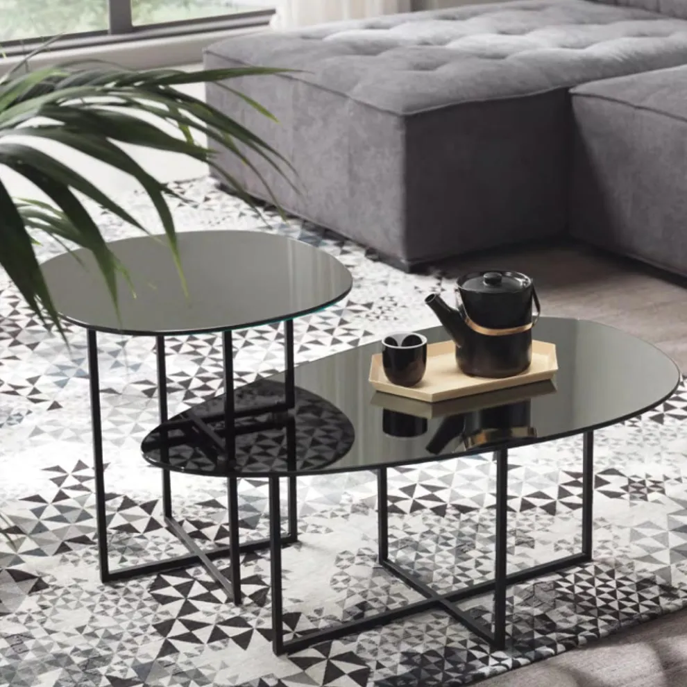 Couchtisch mit Glasplatte mit Spiegeleffekt Made in Italy - Sedona