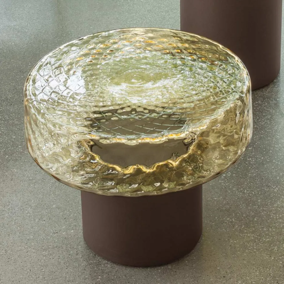 Couchtisch mit Glasplatte und Metallgestell, hergestellt in Italien – Batulla