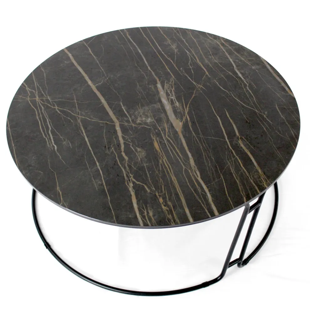 Couchtisch mit runder Platte und Sockel, hergestellt in Italien – Tullia