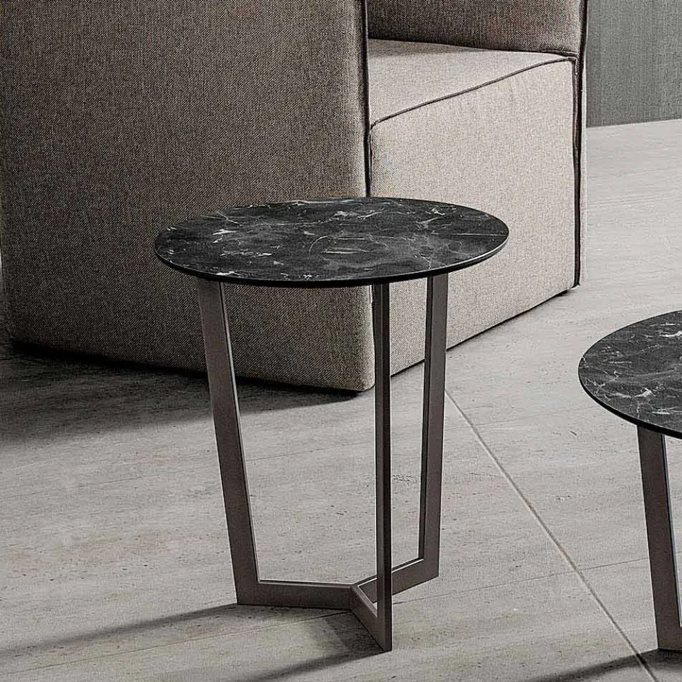 Couchtisch mit runder Platte aus laminiertem HPL Made in Italy - Mina