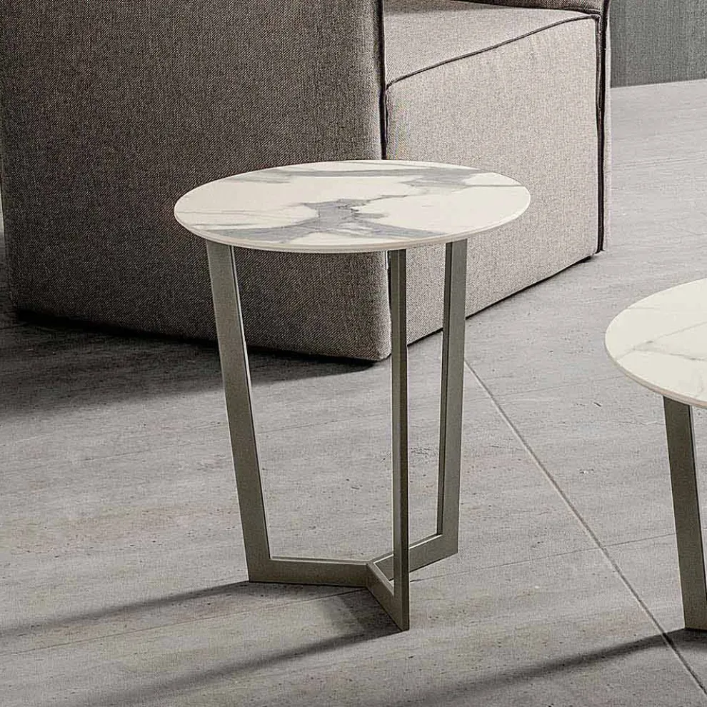 Couchtisch mit runder Platte aus laminiertem HPL Made in Italy - Mina