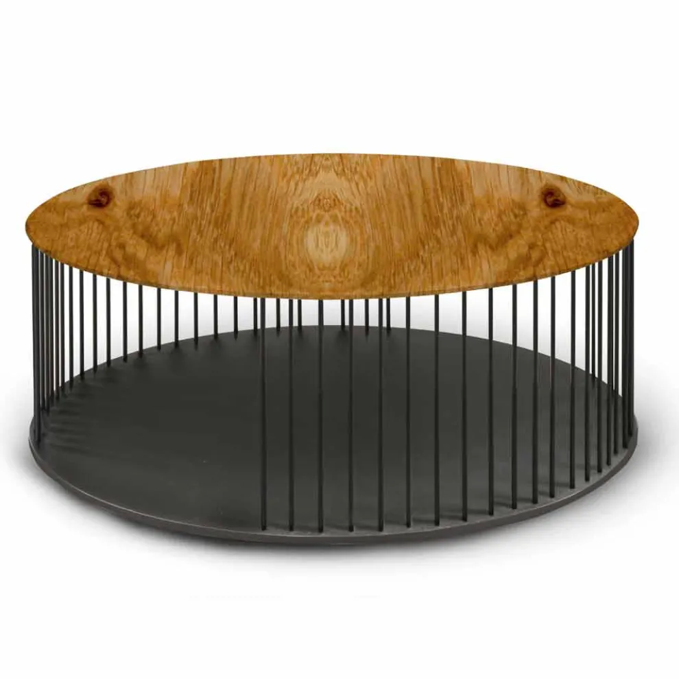 Couchtisch mit runder Holzplatte Made in Italy - Montebianco