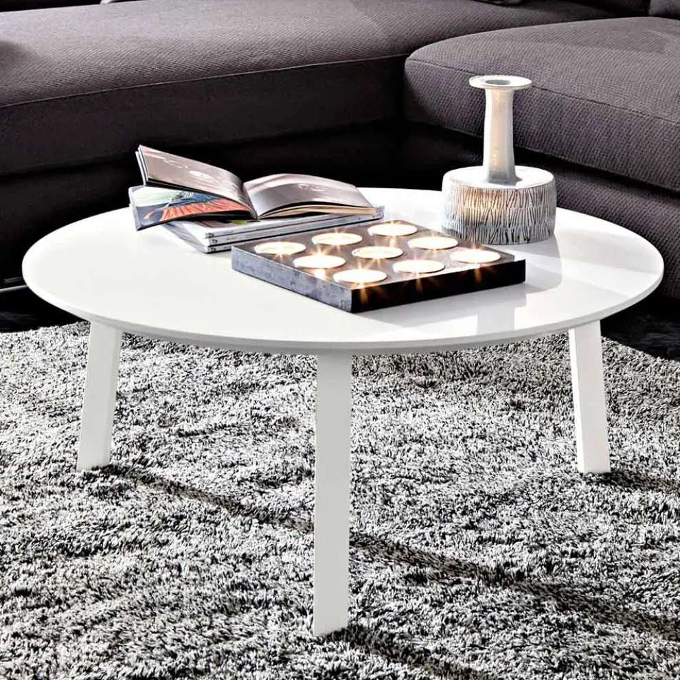 Couchtisch mit runder Platte aus lackiertem Mdf Made in Italy - Tobiko