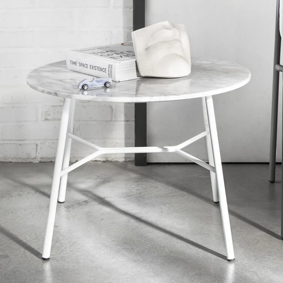 Couchtisch mit runder Marmorplatte Made in Italy - Makino