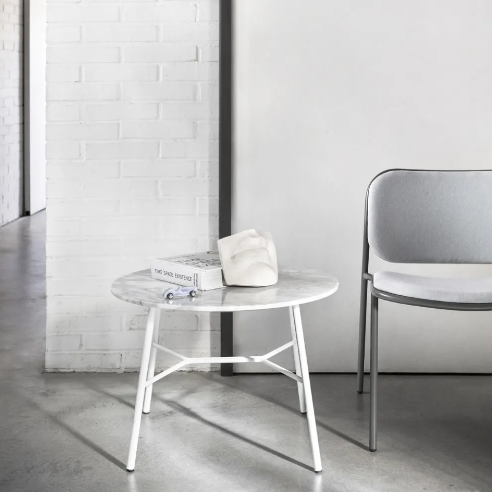 Couchtisch mit runder Marmorplatte Made in Italy - Makino